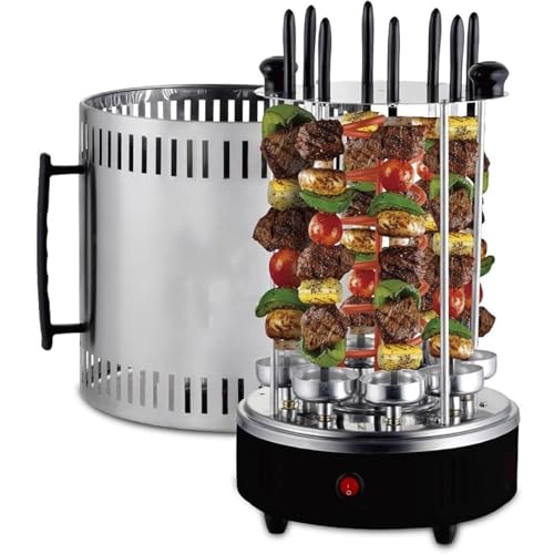 JXYQ Asador Vertical para Kebab, Parrilla eléctrica para Kebab, Barbacoa de Interior sin Humo con 12 Tenedores, Ideal para Gyros de Pollo y barbacoas caseras.