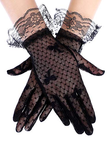 SATINIOR Short Lace Gloves Girls Tea Party Lace Gloves for Formal Princess Dressing Wedding Halloween