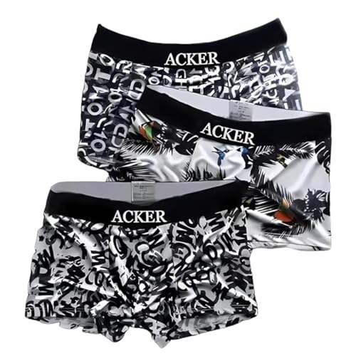 Image of ACKER Soft Nylon Printed Trunks & Boxers Underwear for Men Inner for Men with Extra Thin Elastic (Pack of - 3)