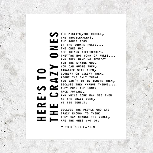 Tsdtuo Here'S To The Crazy Ones, The Misfits" Rob Siltanen Motivational Wall Art Print,- Unique Room Decorations For Office cover