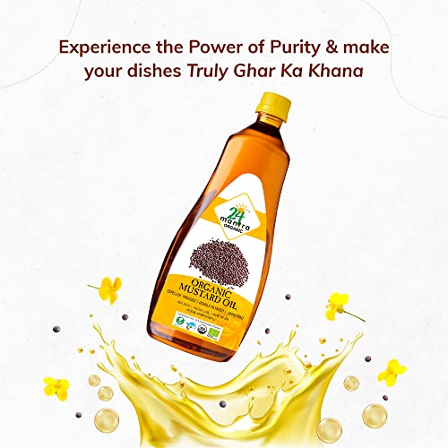 Image of 24 Mantra Organic Unrefined Mustard Oil /Sarson Oil /Avanune - 1 L | Pack of 2 | 100% Organic | Chemical Free & Pesticides Free | Double Filtered | Expeller Pressed