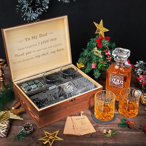 PONPUR-Gifts-for-Men-Dad-Whiskey-Decanter-Set-with-2-Glasses-with-Wooden-Box-Unique-Dad-Birthday-Gift-from-Daughter-Son-Best-Dad-Father-Husband-Presents-for-Anniversary-Christmas
