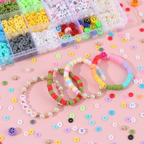 image for MAKERSLAND Bracelet Making Kit Beads, 12 Color Clay Beads Friendship A