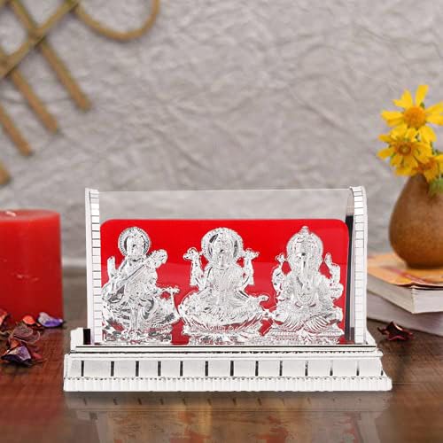 Awesome Gift Metal Laxmi Ganesh Saraswati Idol Murti, 24 x 5 x 14 cm, Silver Plated, 1 Piece Box