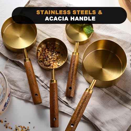 Set dorado de 8 tazas y cucharas medidoras de acero inoxidable miniatura 7