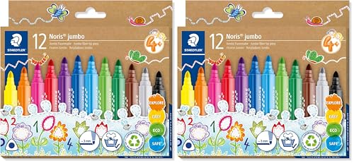 Feutres Staedtler Noris Jumbo coloriage facile avec pointe large 3 mm lot de 2 étuis