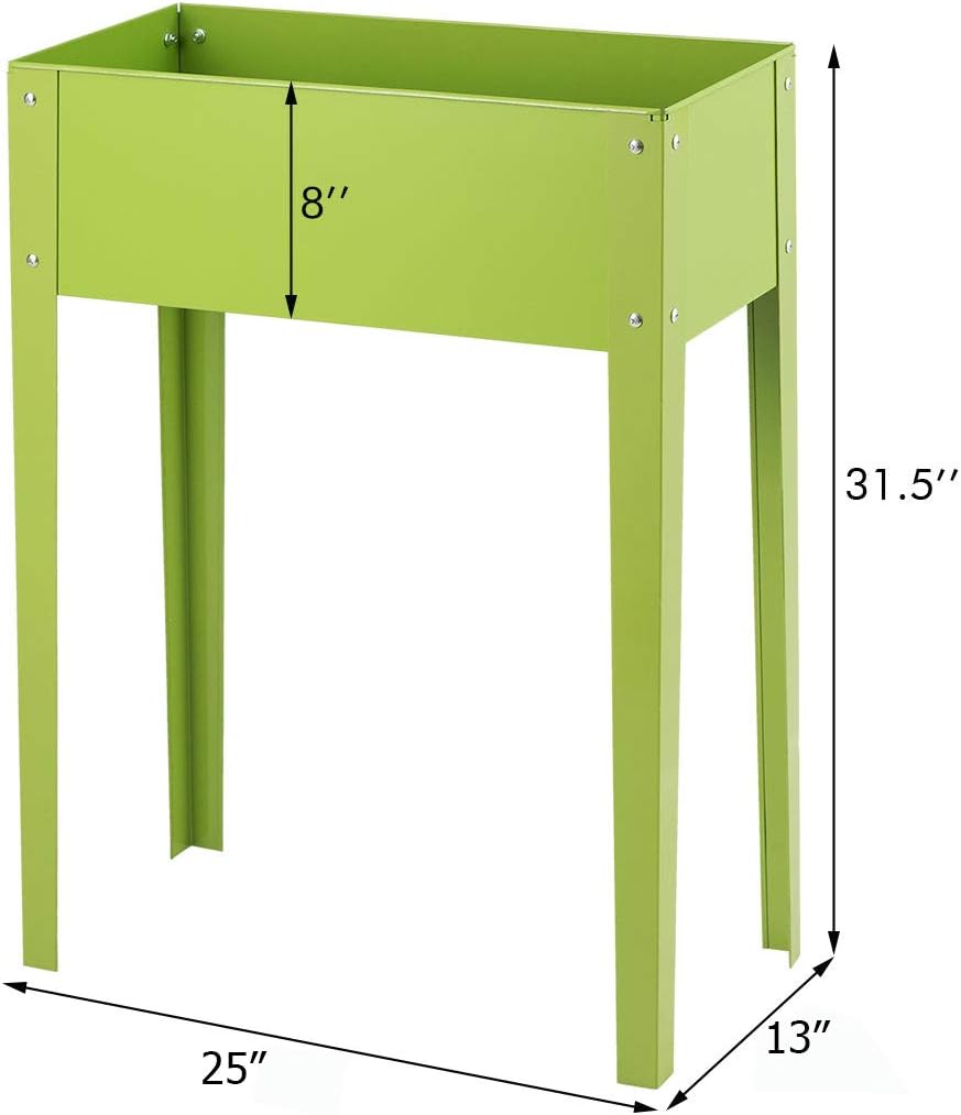 Giantex Raised Garden Bed, Elevated Planter, Metal Plant Box with Legs, Standing Garden Stand,Vegetables and Flowers Growing Container for Indoor and Outdoor Use (25" L x13 W x31.5 H)
