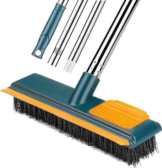 UPLEVELBUCKET 2-in-1 Bathroom Floor Brush with Long Handle & Wiper | Heavy Duty Tile & Toilet Cleaning Scrub Brush | Multipurpose Floor Scrubber with Comb Design for Home-image-20