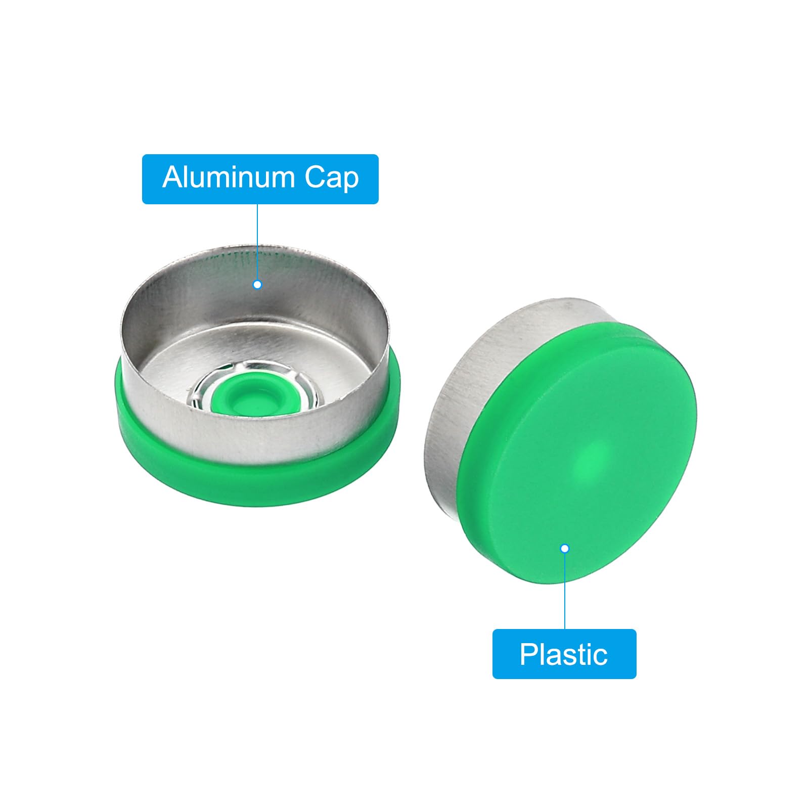 PATIKIL 20mm Tappi A Strappo, 100 Pezzi Tappi A Strappo Sigilli A Strappo Sigilli Per Fiale Tappi In Plastica E Alluminio Per Fiale In Vetro, Verde