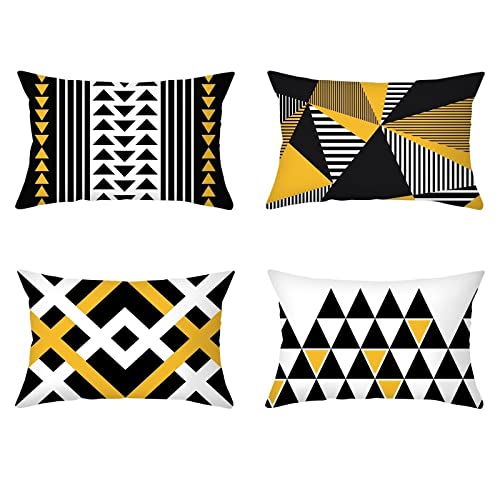 Dekokissen Schwarz, Kissen Sofa Herbst Winter 30X50cm Polyester Kissenhüllen Unregelmäßiges Muster Weißes Gold für Stuhl Wohnzimmer Schlafzimmer – Bild 3