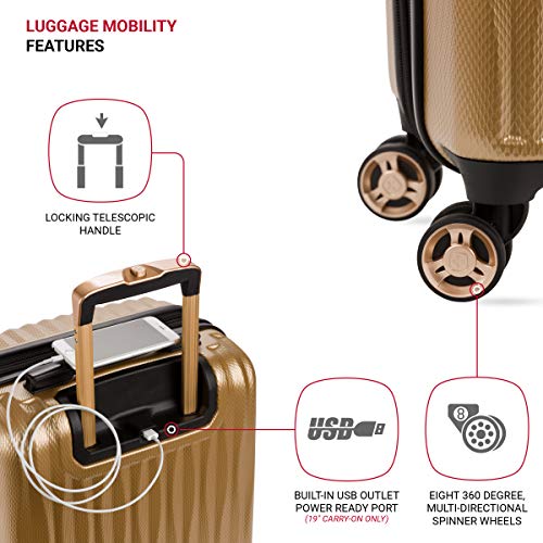 Image of SwissGear 7272 Energie Expandable Hardside Luggage with Spinner Wheels and TSA Lock, Gold, Carry-On 19-Inch