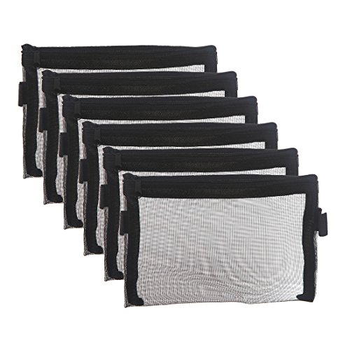 HYFAN Zipper Files Bag Breathable Transparent Mesh Documents Pocket Pouch Storage for Office School Supplies (Black, A5 size, Pa