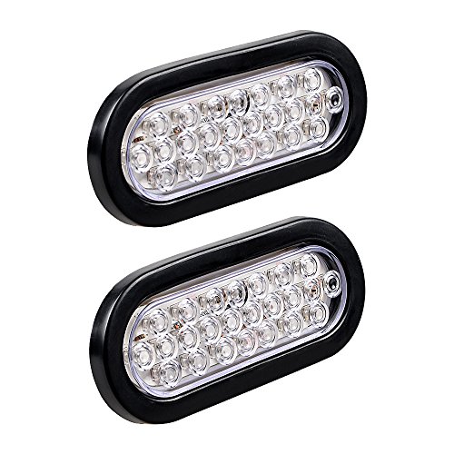 Astra Depot 2pcs White Oval 24-LED Reverse Backup Tail Light Rubber Grommet Kit Truck Trailer RV UTE