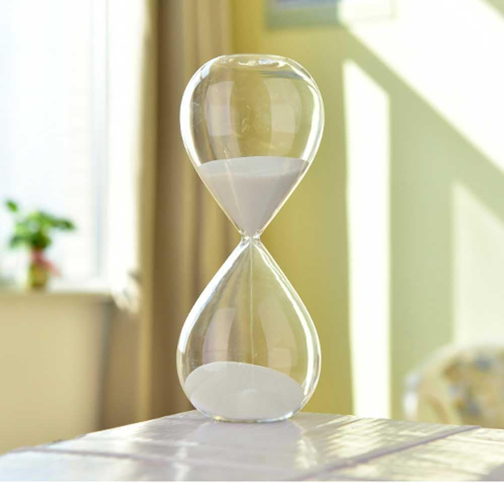 Temporizador de reloj de arena, reloj de cocina, temporizador de arena de vidrio de 60 minutos para aula, juego, decoración de oficina en casa, vidrio transparente con arena negra