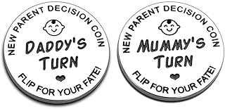 New Dad Mom Gifts Funny Decision Making Coin, New Baby Gift for Parent Mummy Daddy Pregnancy Women First Time to be Moms Dads Mother's Day Father's Day Gifts Double Sided