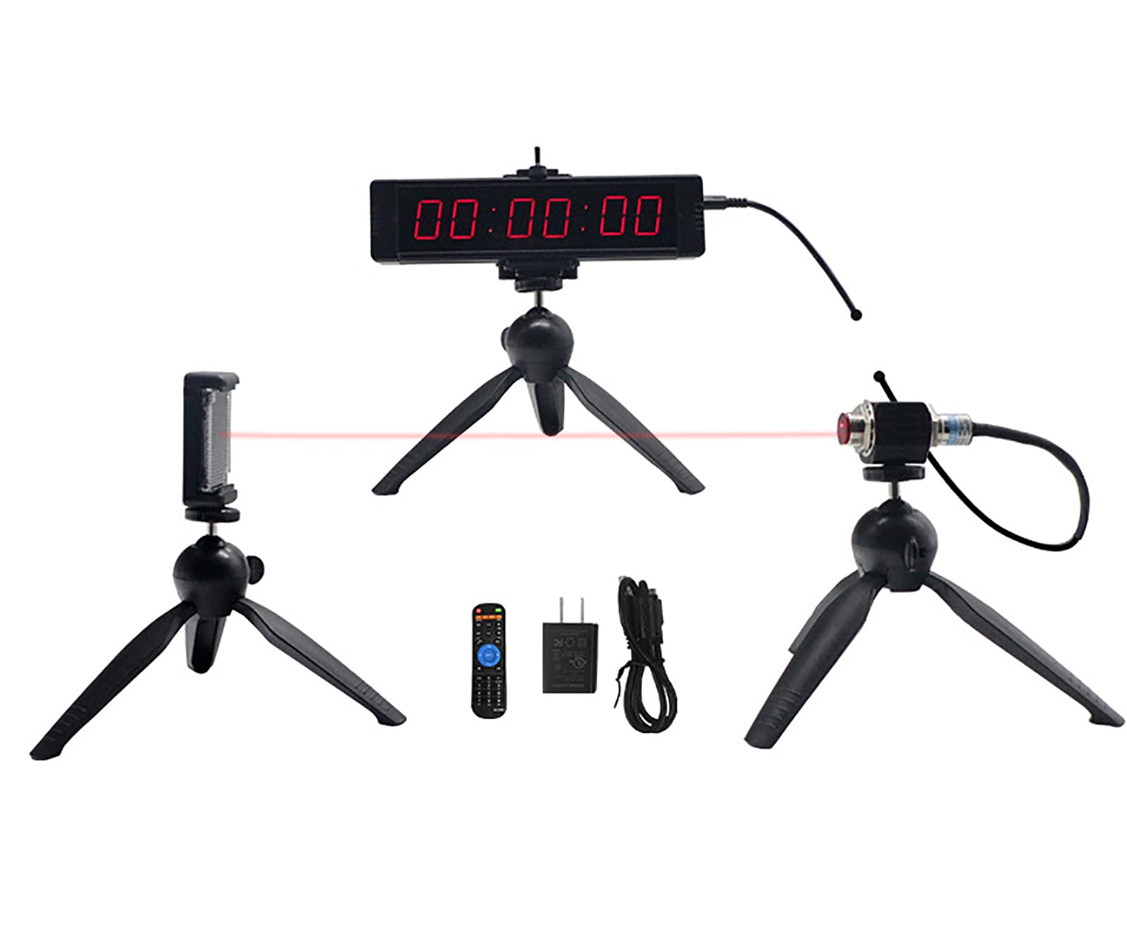 Reloj de carrera deportivo con cronómetro LED, cronómetro de pista, temporizador de cuenta regresiva digital, con sensor y soporte, para correr, carreras, carreras de caballos, patinaje sobre ruedas