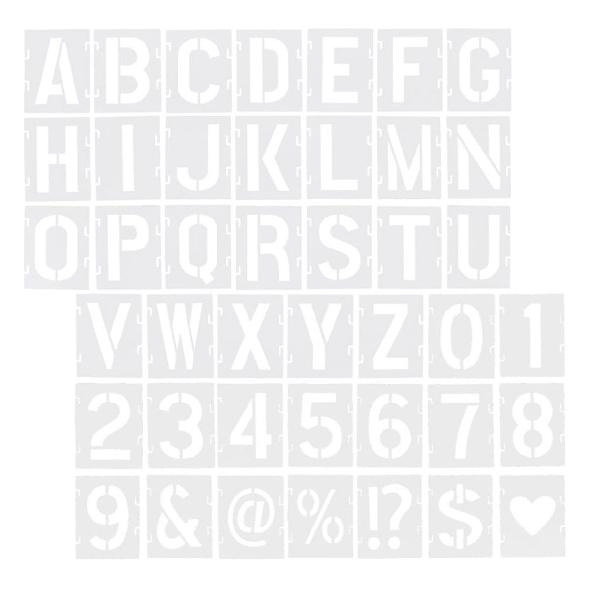 Plantillas de letras y números de plástico PET reutilizables para carteles DIY VILLCASE 42 uds