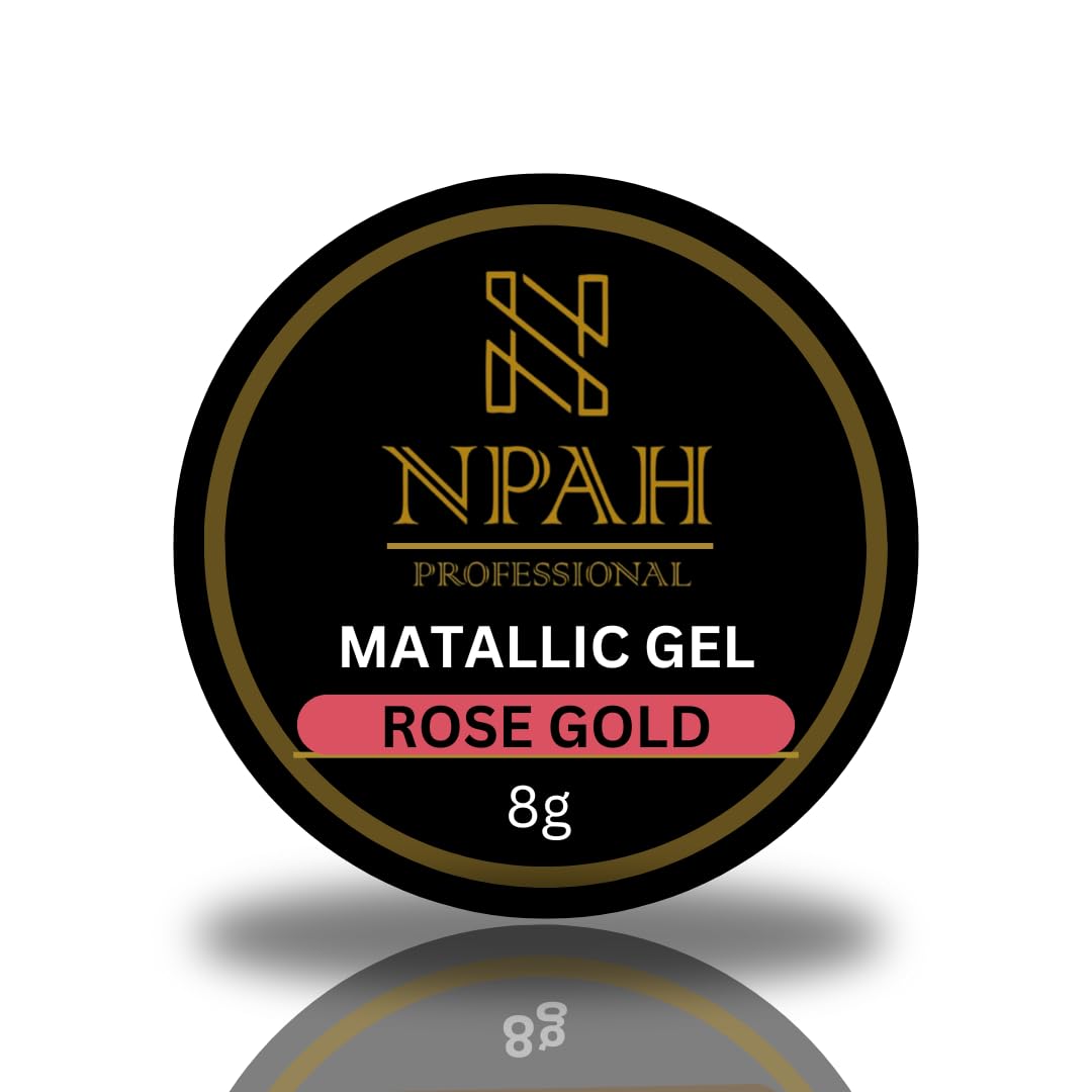 NPAH Chrome Gel Nail Polish, Metallic Gel Nail Polish, 8ml Rose Gold 3D Metal Painting Gel for Nail Art Soak off UV/LED Glossy Mirror Effect Nail Glue Gel for Home Salon DIY Manicure (ROSE GOLD)-image-43