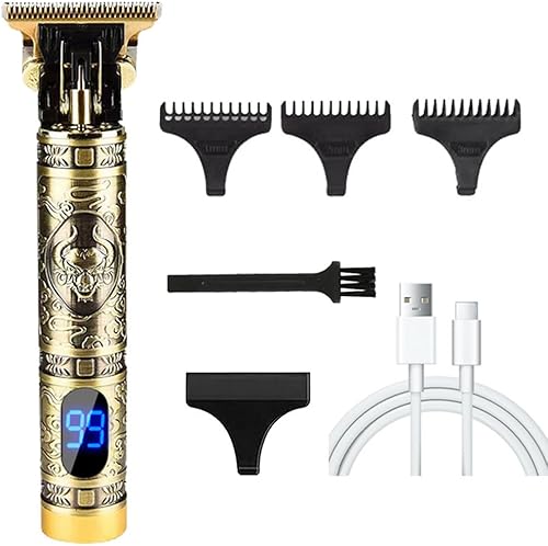 Miniatura 24 de Cortadora de pelo profesional para hombres y mujeres, inalámbrica, recargable, recortadora de pelo, kit de aseo de corte de cuerpo de metal, Cabeza