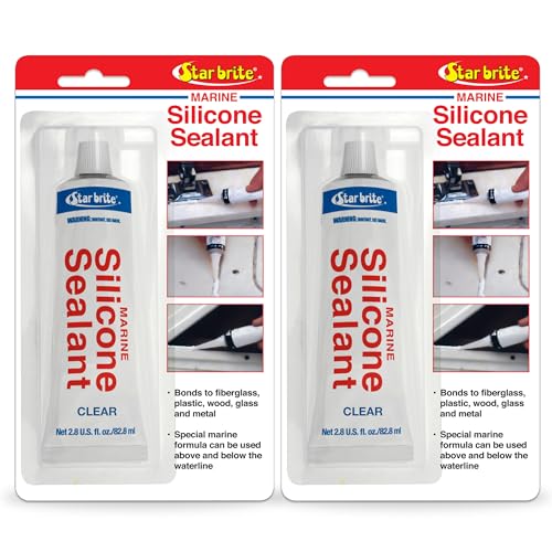 Image of STAR BRITE Marine Silicone Sealant - Waterproof, Durable, UV Resistant, for Fiberglass, Metal, Wood, Glass, Ceramic & More 2.8 OZ. (082102P) (Pack of 2)