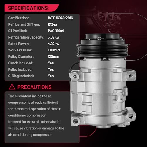 BDFHYK Air Conditioning A/C Compressor with Clutch Compatible with Dodge Grand Caravan, Journey, Avenger 2011-2020 2.4L 3.6L, Compatible with Chrysler Town & Country/ 200 2011-2016, Replace# 97320