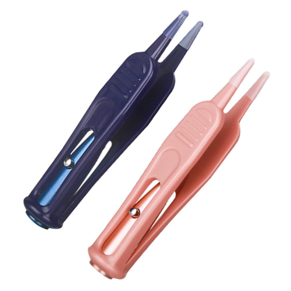 NULYLU Pinzas Luminosas para Limpiar la Nariz de con Punta Redonda de Plástico, 2 Piezas, Multifuncionales para Cera de Oídos y Zona Umbilical
