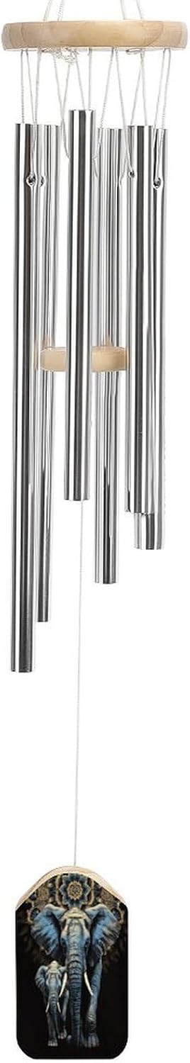 Outdoor Wind Chimes, Two Elephants on Background Printed Wind Chimes,Simple Wind Chimes,Curtain Wind Chimes for Home Decoration