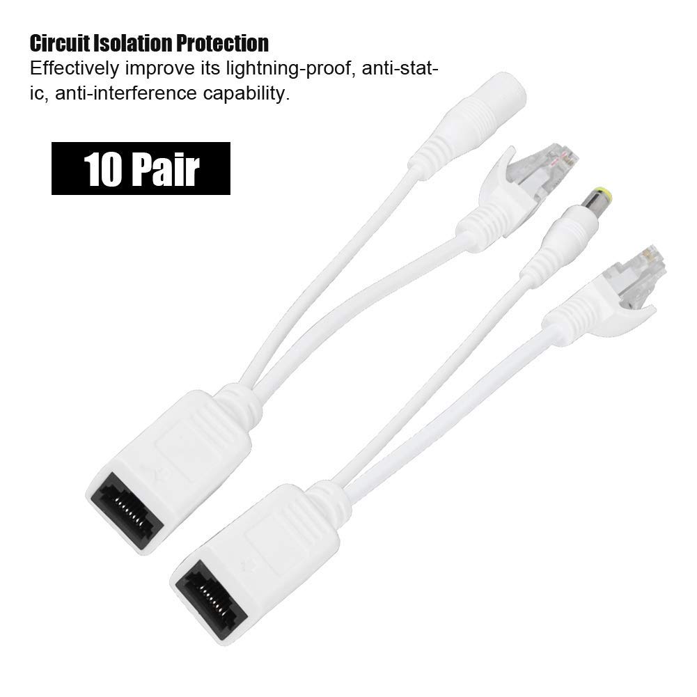 Sonew 10 Accoppiamenti Telecamera IP POE RJ45 Cavo Power Over Ethernet Adattatore + Splitter DC 12 V