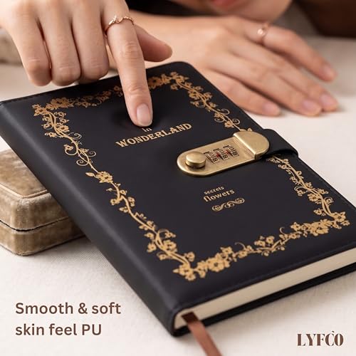 Image of Diary with Lock, A5 Personal Notebook with 3-Digit Combination Lock, PU Leather Journal for Women & Men | Secret Writing Notebook for Girls, Boys, Office & School and Gifts (22 X 15 CM) (WONDERLAND)