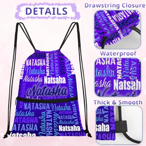 Personalized Drawstring Backpack Dance Bag Gymnastics Bag for Girl, Custom Sport Sackpack String Gym Bag Weekender Bags for Boy Dark Blue Text3