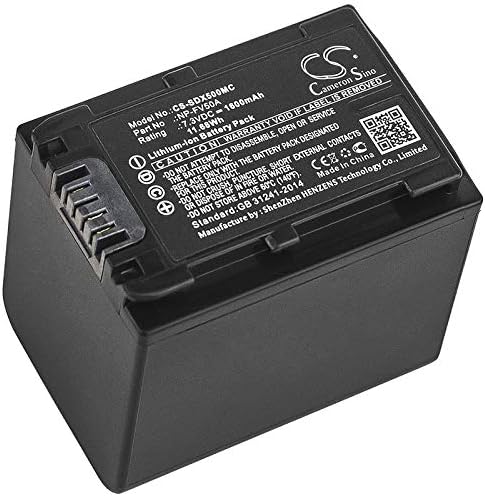 Cameron Sino Battery for Sony FDR-AX33, FDR-AX40, FDR-AX60, FDR-AX700, FDR-AXP33, HDR-CX450, HDR-CX625, HDR-CX680, HDR-PJ620, HDR-PJ675, NEX-VG30 PN:Sony NP-FV50A 1600mAh