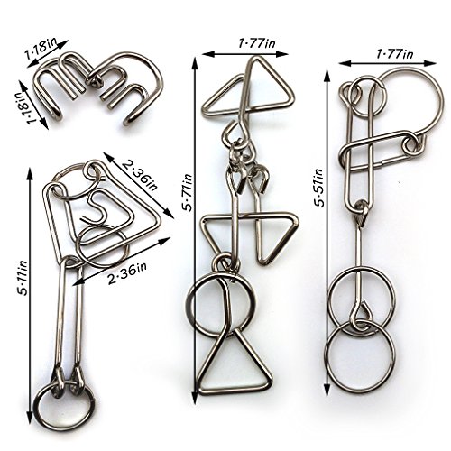 Zooshine 4 Sets Advanced Metal Brain Puzzles Teasers Higher Level Challenge for Party Games, Office Toys, Family Games for Kids Adults