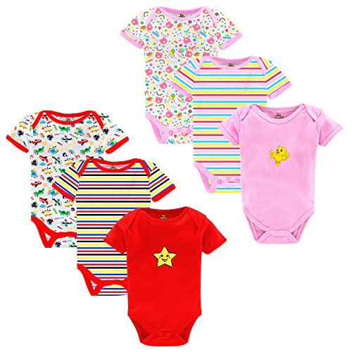 Image of Kidbee Newborn Baby Half Sleeve Cotton Sleepsuits /Half Romper /Bodysuit /Onesies (Set of 6)