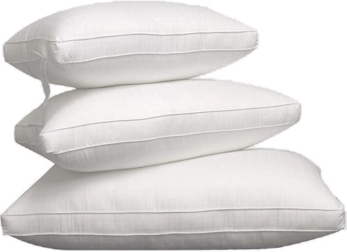 Almohada de cama alternativa de plumón de ganso de 300 hilos, 100% algodón suave, refuerzo de 2 pulgadas, relleno de fibra de racimo 100% Holo