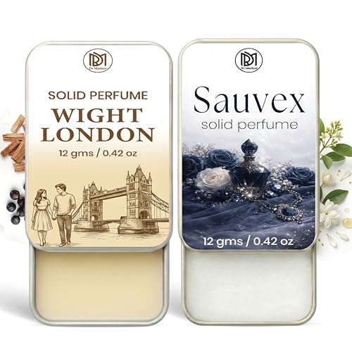 Image of Dr.Mashur Solid Perfume |wight london&Sauvex Alcohol Free Wax Perfume Balm, Long Lasting | Pocket Tin 12g, Pack Of 2| Non Greasy Smooth Glide, Travel Friendly Unisex Gifts He Or Her