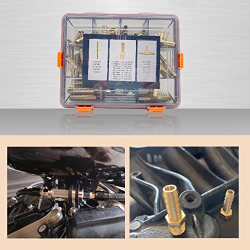 Hardkits 69 Pcs Brass Hose Barb Fittings Assortment Kits 1/8" 3/16" 1/4" 5/16" 3/8" 1/2" Barb Splicer & Barb To Male Coupler & Tee #TOP6