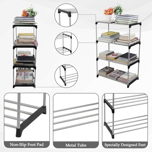 Image of NILUX 4-Layer Adjustable Bookshelf for Home Library and Office Multipurpose Plastic Storage Rack with Sturdy Shelves Space-Saving Organizer for Books Decor Toys and Daily Essentials