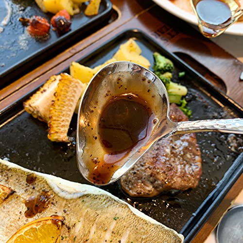 Imeea 7.5 Inch Small Ladle With Spout Hammered 18/10 Stainless Steel Sauce Ladle Gravy Ladle Drizzle Spoon For Salad Dressing (Silver) #TOP7