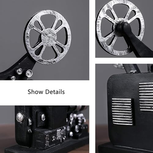 Image of Spiaty Synthetic Resin Vintage Style Film Projector Decorative Model for Home Living Room, Black Metal, Retro Home Cinema Decor