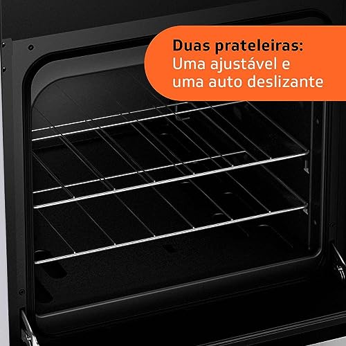 Fogão Brastemp 4 Bocas Branco com Duas Prateleiras com Alturas Ajustáveis - BFO4NBB Bivolt