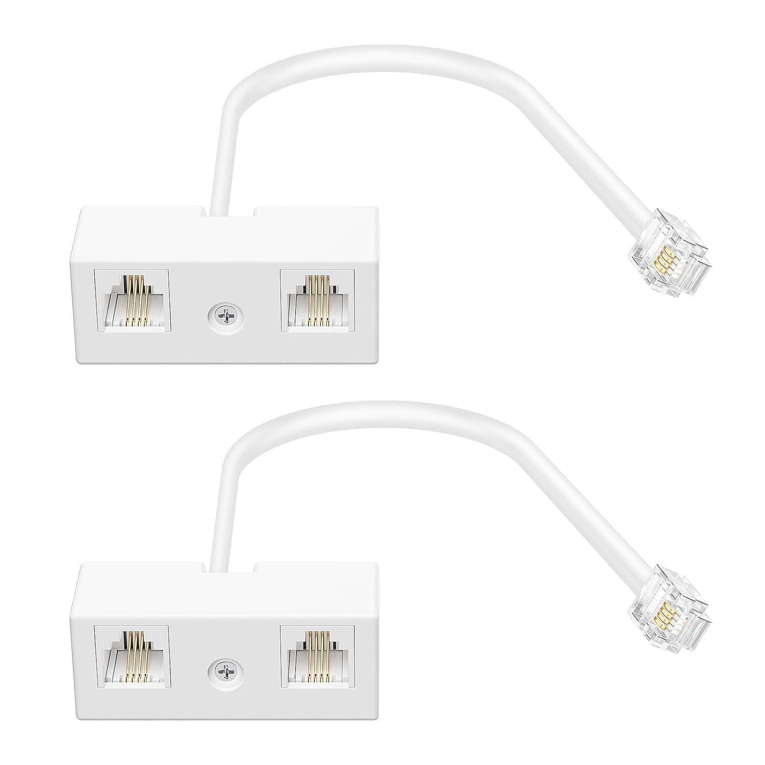 Two Way Telephone Splitter,Uvital Male to 2 Female Converter Cable RJ11