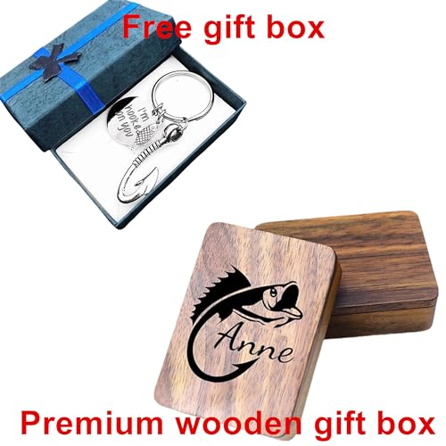 Kooer Fishing Lure Hook Key Chain Personalized Fishhook Keyring Fishman for Men Father Dad Husband3
