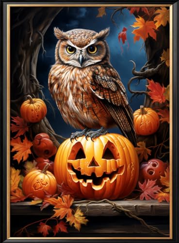 Image of Leczany Cross Stitch Stamped Kit for Adults - Owl | DIY Embroidery Starter Patterns Craft Kit Needlepoint for Beginner | 11CT, 3 Strands | 13.8x17.2 inches