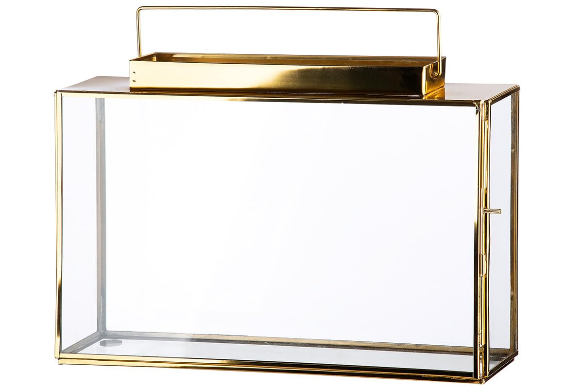 GILDE Windlicht Glas Cozy - Laterne Gold Metall (1 St) - Deko Accessoires H.22cm für Lichterketten - Deko Teelichthalter Wohnzimmer Zuhause