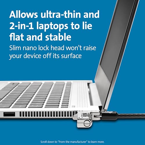 Kensington Laptop Schloss Slim-Kombinationsschloss für ultraflache Laptops & 2-in-1 Geräte mit Nano Sicherheits-Slots… – Ansicht 2