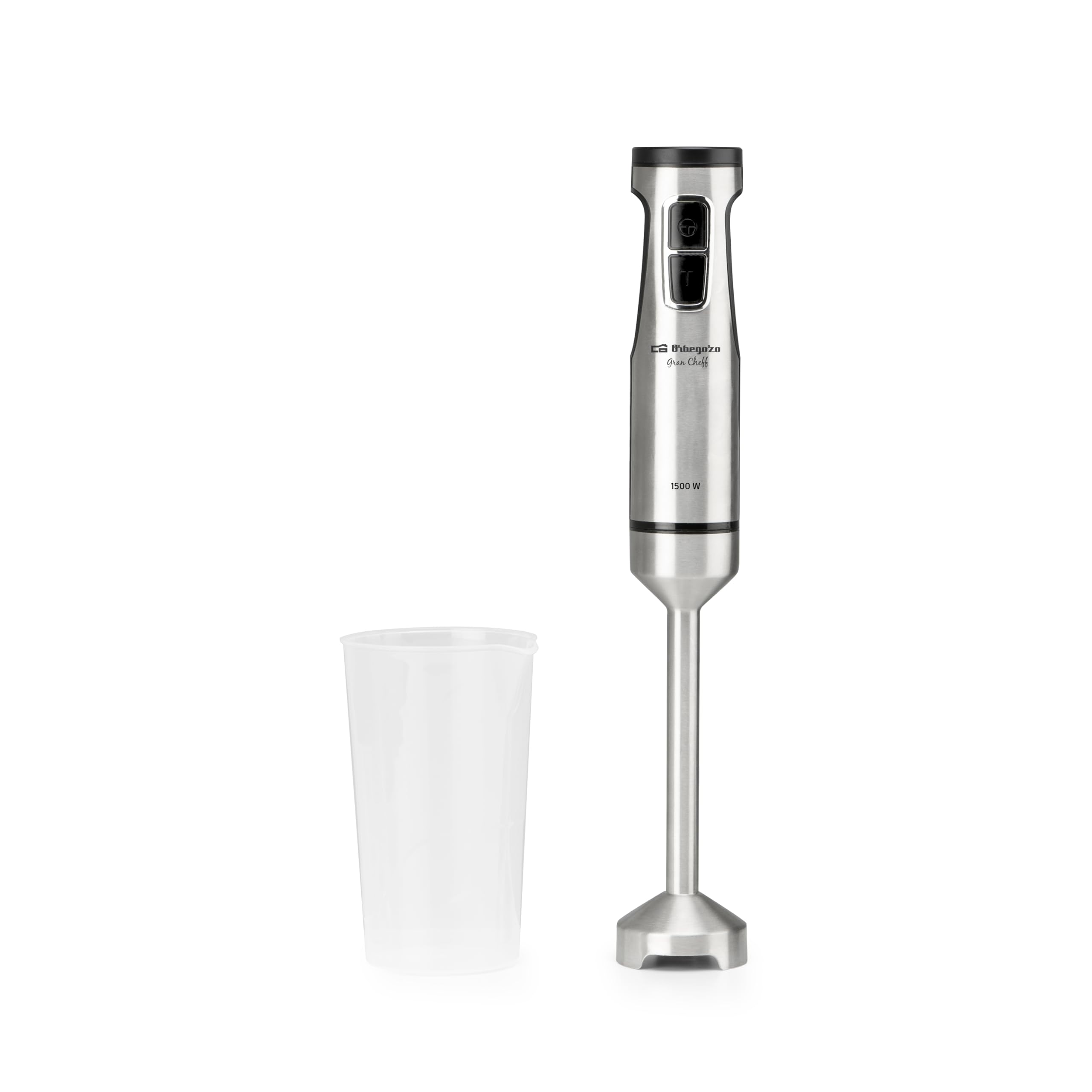 Orbegozo BT 3015 Batidora de Mano 1500W con Motor DC, Velocidad Ajustable, Función Turbo, Brazo Desmontable de Acero Inoxidable, Vaso Medidor 700 ml y Mango Ergonómico