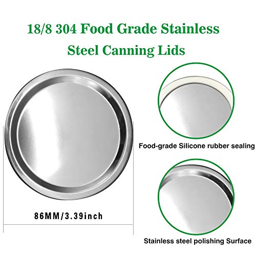 Uptrust Reusable Canning Lids 18/8 Premium Stainless Steel Mason Jar Lids 86Mm Wide Mouth Mason Jars Split-Type Lids With Leak Proof Silicone Seals Anti-Rust Dishwasher Safe12Pack thumb #1