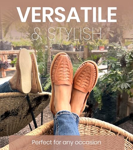 Image of Macarena Collection Womens Shoes Leather Sandal Flat for Women | Huarache Handmade Mexican Sandals | Comfortable & Stylish Womens Sandals 3050