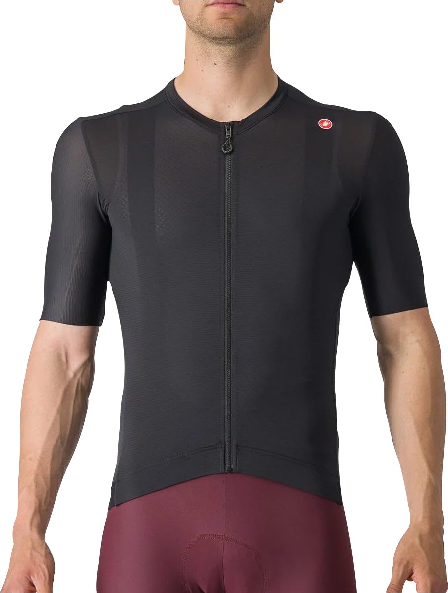 Men’s Espresso Jersey, Quarter Length Sleeve with Breathable Stretch Fabric for Gravel, Cycling & Road Biking - Light Black/Dark Gray - X-Large