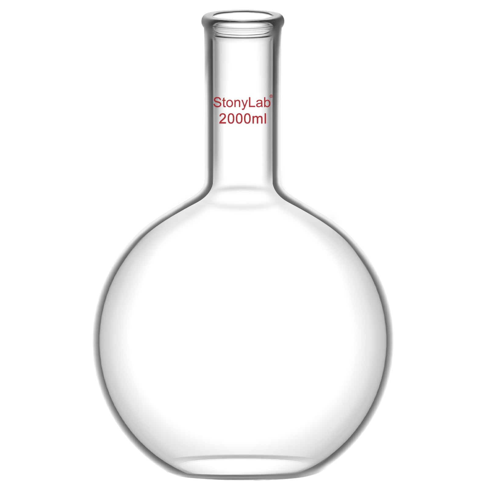 Matraz Fondo Plano 2000ml (2L) de Cristal Borosilicato Pared Gruesa con Cuello Largo Matraz Laboratorio